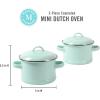 Martha Stewart Thayer 6.4-Quart Enamel On Steel Scratch Resistant Dutch Oven w/Lid – Martha Blue, Induction Safe(5.5″ Mini Dutch Oven (2-Pack))