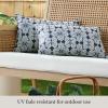 Martha Stewart Tulum Indoor Outdoor Decorative Lumbar Pillow 2-Pack Set, UV Fade Resistant, Water Repellent, Printed Modern Design, Navy Blue, 11″x18″(Navy Blue)