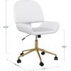 Martha Stewart Tyla Armless Swivel Task Chair for Home Office in White Faux Leather with Polished Brass Frame(White Faux Leather/Polished Brass)