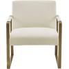 Martha Stewart Upholsterd Accent Chair Living Room Furniture-Modern Design Comfortable Foam Seat Cushion Bedroom Lounge, Sophisticated Finished, Sturdy Frame, 28.5″ W x 29″ D x 32.5″ H, Taupe/Gold(Cream)