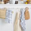 Martha Stewart Valley Plaid Kitchen Towel 2-Pack Set, Yellow, 16″x28″(Indigo)