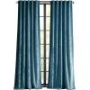 Martha Stewart Velvet Curtains Room Darkening Wave Embossed Rod Pocket/Back Tab Window Curtain Panel Pair, 95″, Olive Green(Blue)