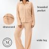 Martha Stewart Waffle 2-Piece Notch Collar Long Sleeve Button Down Pajama Set for Women