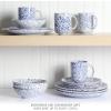 Martha Stewart Warham Splatter Handpainted Stoneware Dinnerware Set – Blue, Service for 4 (16pcs)