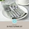 Martha Stewart Watercliffe 16 pc Flatware Set Stainless Steel w/ABS Handle – Warm Grey(Halsey (Mirror Polish))