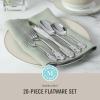 Martha Stewart Watercliffe 16 pc Flatware Set Stainless Steel w/ABS Handle – Warm Grey(Perrine (Mirror Polish))