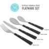 Martha Stewart Watercliffe 16 pc Flatware Set Stainless Steel w/ABS Handle – Warm Grey(Watercliffe (Black))