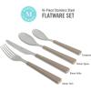 Martha Stewart Watercliffe 16 pc Flatware Set Stainless Steel w/ABS Handle – Warm Grey(Watercliffe (Warm Grey))