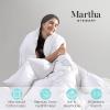 Martha Stewart White Down Feather Comforter Queen Size – 600 Fill Power 100% Cotton Down Duvet Insert, Made in USA, All Season Medium Warmth Comforter with Corner Loops – 90″ x 90″(White/All Season)