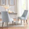 Martha Stewart Winfield Upholstered High Back Accent Dining Chairs Set of 2, Padded Seat, Solid Wood Legs, Chambray Jacquard Textured Fabric, Cottage, Farmhouse for Kitchen, Room, Light Grey(Winfield Light Blue)