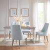 Martha Stewart Winfield Upholstered High Back Accent Dining Chairs Set of 2, Padded Seat, Solid Wood Legs, Chambray Jacquard Textured Fabric, Cottage, Farmhouse for Kitchen, Room, Light Grey(Winfield Light Blue)