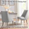 Martha Stewart Winfield Upholstered High Back Accent Dining Chairs Set of 2, Padded Seat, Solid Wood Legs, Chambray Jacquard Textured Fabric, Cottage, Farmhouse for Kitchen, Room, Light Grey(Farmhouse)