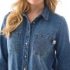Martha Stewart Women’s Chambray Shirt – Denim Shacket Jean Jacket Button Down Long Sleeve Vintage Style Top(Vintage Wash)