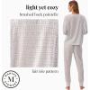 Martha Stewart Women’s Henley Pajama Set | 2-Piece Long Sleeve Top and Jogger Pants | Soft, Breathable Pointelle Sleepwear(White)