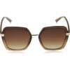 Martha Stewart Women’s Ms125 Ombre Uv400 Protective Geometric Hexagonal Sunglasses-Timeless Gifts for Her, 55mm(Brown Fade)