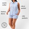 Martha Stewart Women’s Pajama Set | Soft, Breathable Sleepwear | 2-Pc Notch Collar Short Sleeve Button Down | Relaxed Comfort(Dutch Canal)