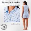 Martha Stewart Women’s Pajama Set | Soft, Breathable Sleepwear | 2-Pc Notch Collar Short Sleeve Button Down | Relaxed Comfort(Dutch Canal)