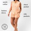 Martha Stewart Women’s Pajama Set | Soft, Breathable Sleepwear | 2-Pc Notch Collar Short Sleeve Button Down | Relaxed Comfort(Peach Fuzz)