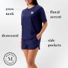 Martha Stewart Women’s Pajama Shorts Set | Soft Ribbed Jersey Sleepwear | 2-Pc Short Sleeve Top and Shorts | Light and Comfy(Medieval Blue)