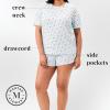 Martha Stewart Women’s Pajama Shorts Set | Soft Ribbed Jersey Sleepwear | 2-Pc Short Sleeve Top and Shorts | Light and Comfy(Quiet Tide)