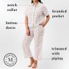 Martha Stewart Women’s Poplin Pajama Set | 2 pc Notch Collar Short Sleeve Top & Pants | Soft Cotton Breathable Sleepwear(Bright White)