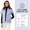 Martha Stewart Women’s Quilted Down Puffer Vest, Lightweight Short Sleeve Packable Jacket with Pockets, Warm Winter Outerwear(Bellflower)