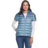 Martha Stewart Women’s Quilted Down Puffer Vest, Lightweight Short Sleeve Packable Jacket with Pockets, Warm Winter Outerwear(Cloud Sky)