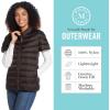 Martha Stewart Women’s Quilted Down Puffer Vest, Lightweight Short Sleeve Packable Jacket with Pockets, Warm Winter Outerwear(Coco Bean)