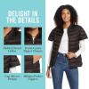 Martha Stewart Women’s Quilted Down Puffer Vest, Lightweight Short Sleeve Packable Jacket with Pockets, Warm Winter Outerwear(Coco Bean)