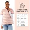 Martha Stewart Women’s Quilted Down Puffer Vest, Lightweight Short Sleeve Packable Jacket with Pockets, Warm Winter Outerwear(Cotton Pink)