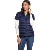 Martha Stewart Women’s Quilted Down Puffer Vest, Lightweight Short Sleeve Packable Jacket with Pockets, Warm Winter Outerwear(Navy)