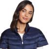 Martha Stewart Women’s Quilted Down Puffer Vest, Lightweight Short Sleeve Packable Jacket with Pockets, Warm Winter Outerwear(Navy)