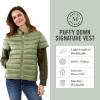 Martha Stewart Women’s Quilted Down Puffer Vest, Lightweight Short Sleeve Packable Jacket with Pockets, Warm Winter Outerwear(Sage)