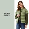 Martha Stewart Women’s Quilted Down Puffer Vest, Lightweight Short Sleeve Packable Jacket with Pockets, Warm Winter Outerwear(Sage)