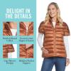 Martha Stewart Women’s Quilted Down Puffer Vest, Lightweight Short Sleeve Packable Jacket with Pockets, Warm Winter Outerwear(Spice)