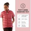 Martha Stewart Women’s Quilted Down Puffer Vest, Lightweight Short Sleeve Packable Jacket with Pockets, Warm Winter Outerwear(Terracotta)