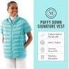 Martha Stewart Women’s Quilted Down Puffer Vest, Lightweight Short Sleeve Packable Jacket with Pockets, Warm Winter Outerwear(Turq Blue)