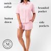 Martha Stewart Women’s Seersucker Pajama Set – Short Sleeve Notch Collar Top & Shorts Sleepwear, Fuchsia Pink
