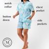 Martha Stewart Women’s Short Sleeve Lightweight Pajama Set | Notch Collar Top & Shorts | Soft, Comfortable Rayon Sleepwear(Salt Air)
