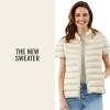 Martha Stewart Women’s Short Sleeve Quilted Down Puffer Vest(Oat)
