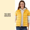 Martha Stewart Women’s Short Sleeve Quilted Down Puffer Vest(Yellow)