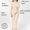 Martha Stewart Women’s Soft & Cozy Sleepwear | 2-Piece Waffle Knit Long Sleeve Pajama Lounge Set | Relaxed Fit(White)