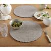 Martha Stewart Woven Water Resistant Lindos Placemat Set 6-Pack, 15″ Round, Beige(Gray)