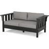 Martha Stewart by POLYWOOD® Acadia 4-Piece Deep Seating Set with Loveseat in Teak/Dune Burlap(Black / Grey Mist)