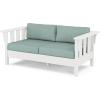 Martha Stewart by POLYWOOD® Acadia 4-Piece Deep Seating Set with Loveseat in Teak/Dune Burlap(White / Glacier Spa)