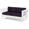 Martha Stewart by POLYWOOD® Acadia 4-Piece Deep Seating Set with Loveseat in Teak/Dune Burlap(White / Navy Linen)