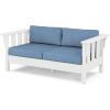 Martha Stewart by POLYWOOD® Acadia 4-Piece Deep Seating Set with Loveseat in Teak/Dune Burlap(White / Sky Blue)