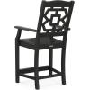 Martha Stewart by POLYWOOD® Chinoiserie 3-Piece Farmhouse Bistro Counter Set in Mahogany(Black)