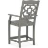 Martha Stewart by POLYWOOD® Chinoiserie 3-Piece Farmhouse Bistro Counter Set in Mahogany(Slate Grey)