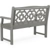 Martha Stewart by POLYWOOD Chinoiserie 48″ Outdoor Bench for Patio, Porch & Backyard, Sand – Durable All-Weather HDPE Garden Seat with Back Support – Classic 2 Person Seating, Made in The USA(Slate Grey)